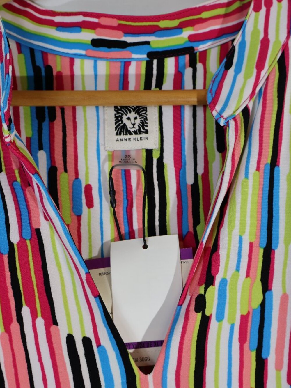 Ann Klein 2X Sleeveless Midi Dress Multicolor Abstract Print Elastic Waist NWT - Picture 4 of 5